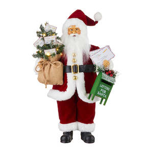 Raz Collection: Santa with  Mailbox and Christmas Tree ( Lights Up)
