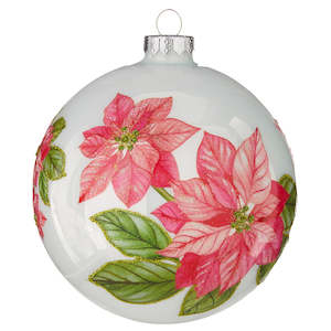 Raz Collection: Poinsettia Stem Hanging Bauble