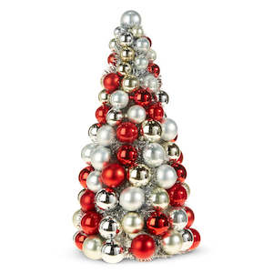 Tree Toppers 1: Red and Silver Vintage Bauble Tree - Large