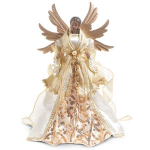 Tree Toppers 1: Elegant Gold Dark Skin Angel Tree Topper
