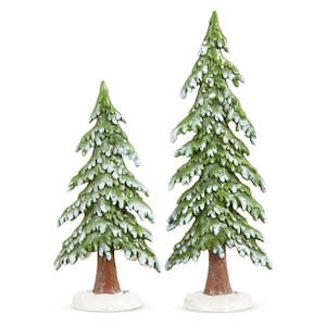 Tree Toppers 1: Set of Two Snowy Green Trees