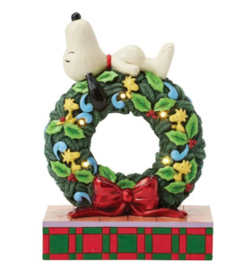 Peanuts by Jim Shore -  Peanuts Snoopy Sleeping on LED Wreath