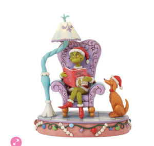 Jim Shore- The Grinch - Reading in his reading Chair
