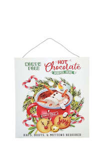 Gingerbread Peppermint And Candy Range: Hot Chocolate - MDF Hanging Sign