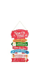 North Pole/Toy Shop/Gingerbread - Metal Hanging Sign