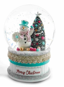 Gingerbread Peppermint And Candy Range: Pastel Musical Snowman Snow Globe