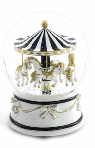 All Things Disney: Black and White Musical Snow Globe Carousel