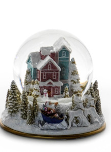 Pastel Inspired Winter Village Snow Globe