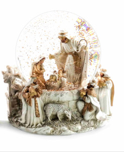 Golden Nativity Snow Globe
