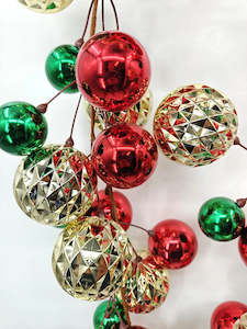 Textured Red, Green and Gold Bauble Garland - 2m