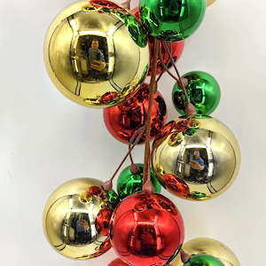 Mixed Gold, Green and Red Bauble Garland - 2m