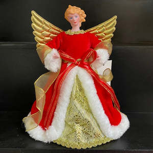 Tree Toppers 1: Angel tree topper - Red and Gold - Small