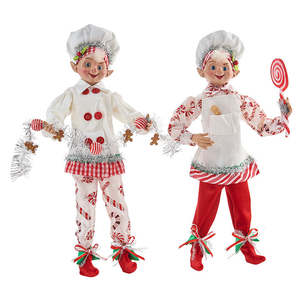 Raz Collection: Candy Cane Peppermint Posable Chef Elf