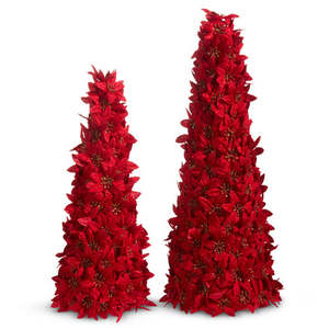 Tree Toppers 1: Set of 2 Red Poinsettia Christmas Trees