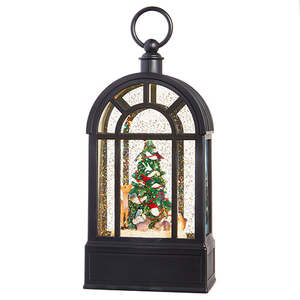 Raz Collection: Christmas Forest Animals and Tree in a Water Greenhouse