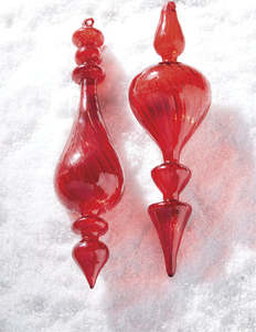 Raz Collection: Red Finial Hanging Ornaments