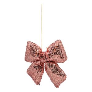 Pink Sequinned Padded Velvet Bow