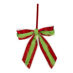 Fluffy Red and Green Fluffy Bow