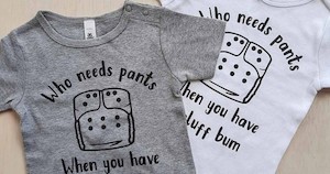 Cloth Nappy Tee - Who Needs Pants (Outline)
