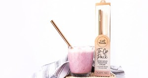 Meal Times: Rose Gold Smoothie Straw To-Go Pack (incl brush and bag) by Caliwoods