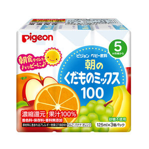 Mom Baby: Pigeon baby 100% Morning Fruit Mix juice 125ml* 3 5+months sugar free salt free