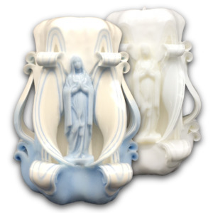 Carved Candles Lourdes 14cm Church Candles