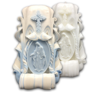 Carved Candles Our Lady of Grace 18cm Church Candles