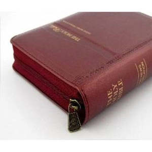 Gnb: GNB  Compact Bible Burgundy with Zip - Im/Lth