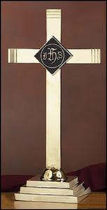 Altar Cross 24 inch Brass - IHS (Sudbury)