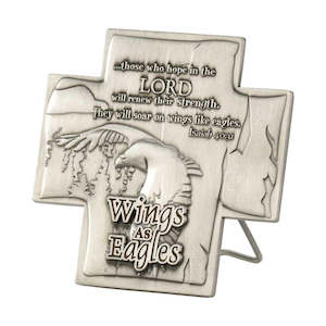 Cross Metal square - Wings as Eagles tabletop