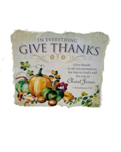 Wooden Plaques: Plaque Wood - In Everything Give Thanks ... 22X19Cm