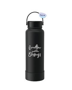 Mugs: Tumbler Bottle Black 1150ml - Overflow with Blessings