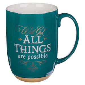 All Things are Possible Green Ceramic Coffee Mug