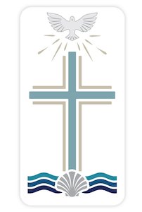 Candle Transfers: Candle Transfer Sticker - Blue Cross with Dove and Shell