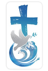 Candle Transfer Sticker - Blue Cross with Dove
