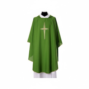 Albs And Gowns: Chasuble Green Polyster - Italian