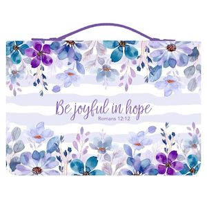 Bible Cases Accessories: Bible Cover Blue/Pink Floral - Be Joyful in Hope (XL)