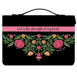 Bible Cover Brown Pink Floral - God is the Strength of My Heart (XL)