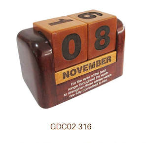Calendar Desk Perpetual Mahog Wood (The Eyes of the Lord..Strengthen)