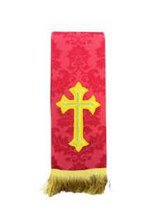 Stole Red Floral Gold (Lurex) Cross