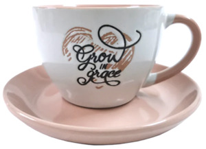 Cup and Saucer - Grow in Grace (Pink)