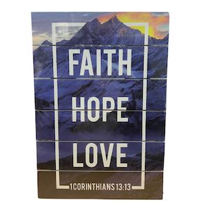 Plaque Wood - Faith Hope Love (A4)