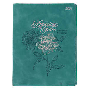 2026- Amazing Grace Large Teal Faux Leather 18-Month Planner
