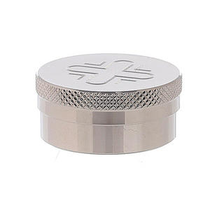 Single oil stock for anointing oils in silver-plated brass with cross 2x2 cm