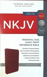 NKJV, Personal Size Bible, Giant Print, Leathersoft, Burgundy, Red Letter, Comfo