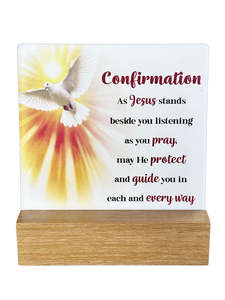 Ceramic Plaques: Confirmation - wooden base