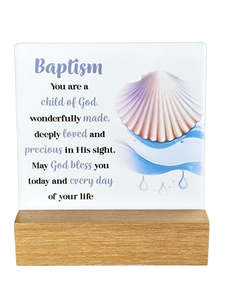 Ceramic Plaques: Baptism - wooden base