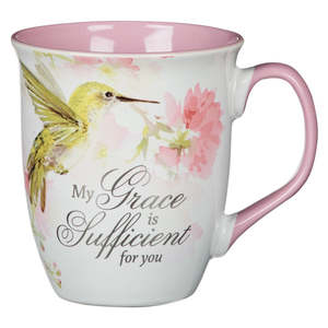 Mugs: Mug Hummingbird My Grace Is Sufficient For You Pink
