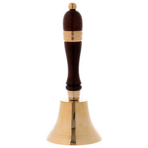 Bells: Gold plated brass altar bell with wood handle