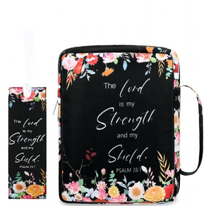 Bible Cases Accessories: Psalm 28:7 Floral Bible Cover with Bookmark
